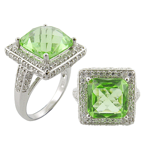 **R785**Beautiful solid sterling silver Checkerboard Apple CZ Ring
