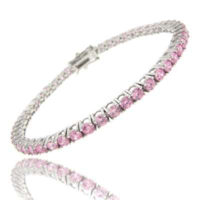 **R1450** Beautiful SOLID STERLING SILVER Pink CZ Tennis Bracelet.