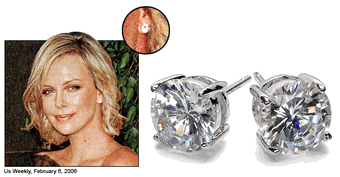 Beautiful Large Cubic Zirconia Stud Earrings SOLID STERLING SILVER!