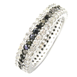 **Last One** Gorgeous Designer Inspired Eternity Ring Black CZ with White CZ