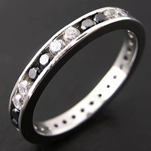 Beautiful Black and White Eternity Ring - size 7, 8 or 9 available
