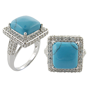 Stunning SOLID Sterling Silver GENUINE Turqouise & CZ Unique Designer Inspired