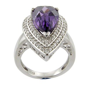 Stunning SOLID Sterling Silver Genuine Amethyst & CZ Unique Designer Inspired