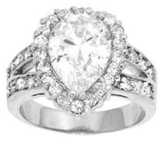Solid Sterling Silver Cushion Cut Pear Centre Stone Ring **Exquisite!!** - Size 6 or 9
