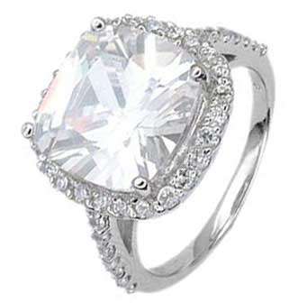 Sterling Silver Square Cushion Cut Ring - Size 6