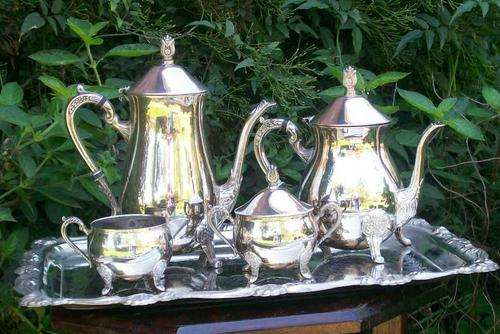ATTRACTIVE HEAVY SILVER PLATED TEA SET