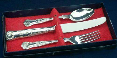 SILVER PLATED CHRISTENING SET/ CHILD'S SET##ARGYLE PLATE SHEFFIELD##