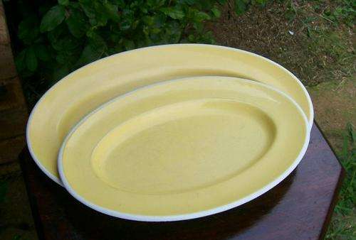 PAIR OF ENAMEL TRAYS