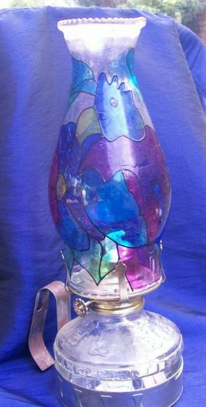 PAINTED GLASS PARAFFIN LAMP