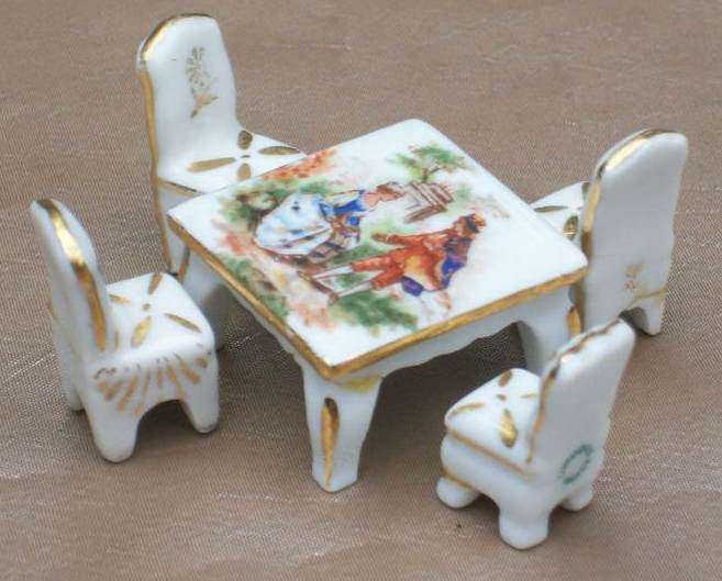 LIMOGES MINIATURE TABLE & CHAIRS