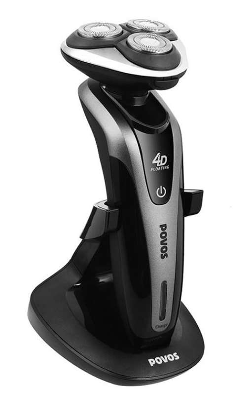 POVOS Professional 4D Fully Washable Soft-Touch Switch Shaver with 360-degree Rotation Triple Head