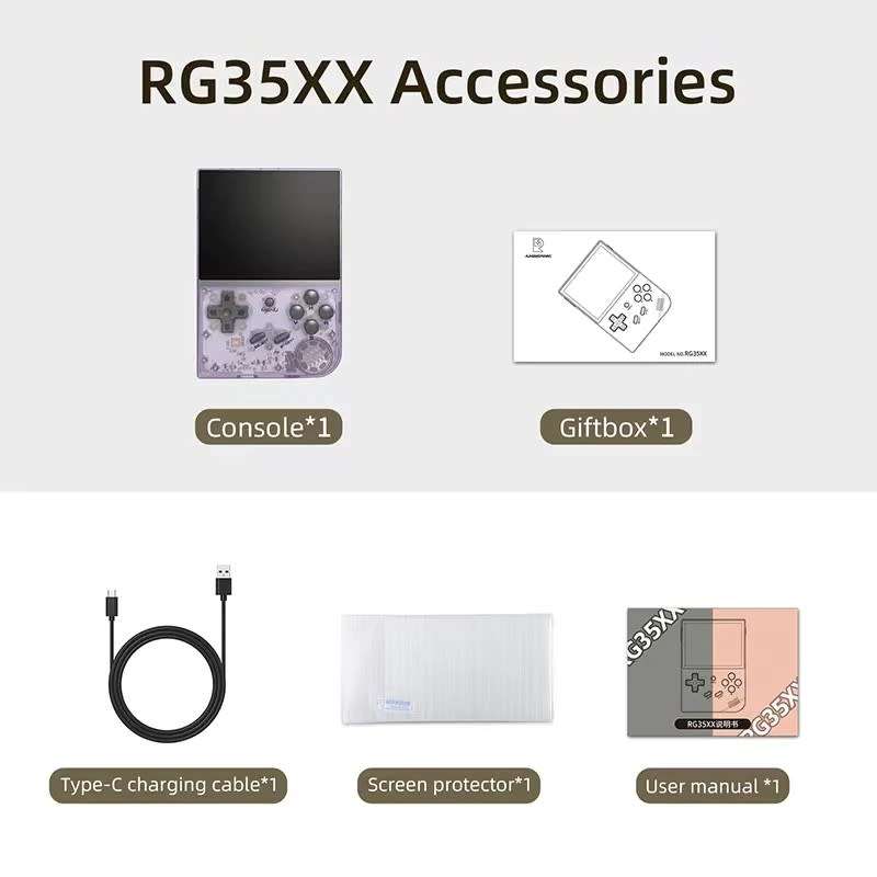 Anbernic RG35XX Retro Handheld Gaming Console 64GB - Transparent Purple