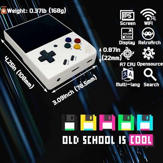 Miyoo Mini+ V3 Plus: 3.5-Inch Retro Handheld Game Console - White 64 Gb