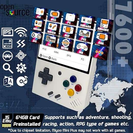 Miyoo Mini+ V3 Plus: 3.5-Inch Retro Handheld Game Console - White 64 Gb
