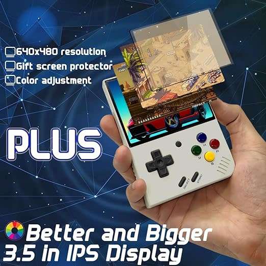 Miyoo Mini+ V3 Plus: 3.5-Inch Retro Handheld Game Console - White 64 Gb