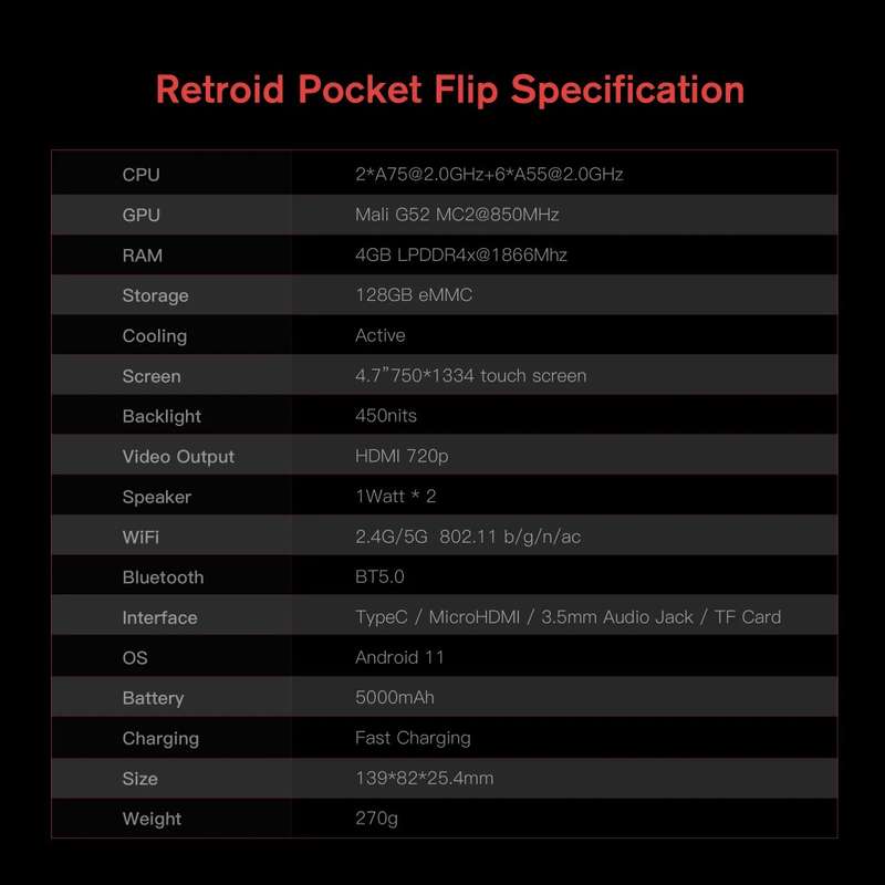 Retroid Pocket Flip 4.7` Handheld Console with Android 11 - 4 Colours Available