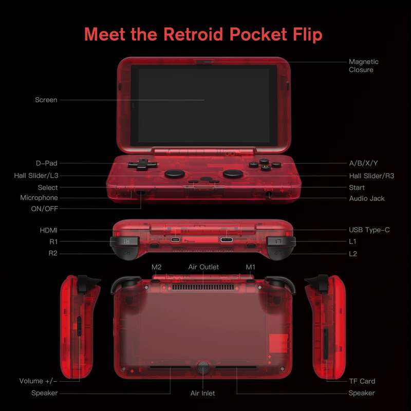 Retroid Pocket Flip 4.7` Handheld Console with Android 11 - 4 Colours Available