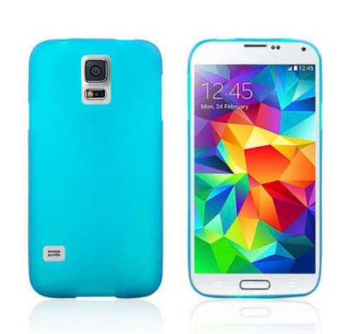 Turquoise Transparent Matte TPU Gel Skin Cover Case for Samsung Galaxy S5 Mini