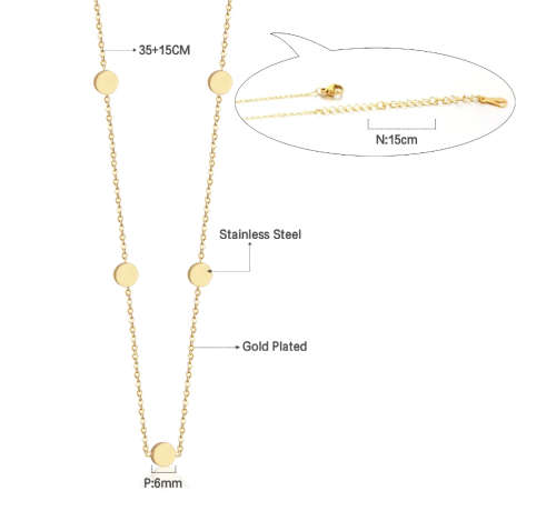 18k Gold Plated Stainless Steel Geometric Circle Necklace