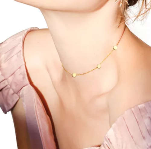 18k Gold Plated Stainless Steel Geometric Circle Necklace