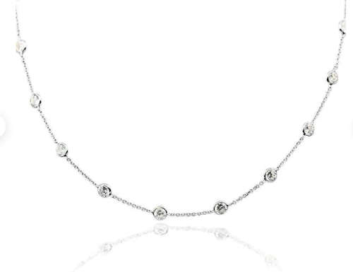 Silver Colour Stainless Steel with Cubic Zirconia Long Necklace 57cm + 5cm extender