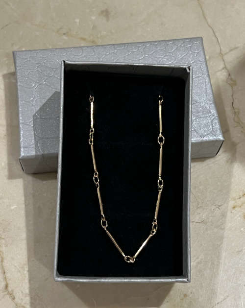 Gold Colour Mini Matchstick Design Zinc Alloy Short Necklace + Gift Box