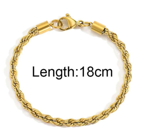 Ladies Twisted Rope Bracelet Stainless Steel Gold Colour