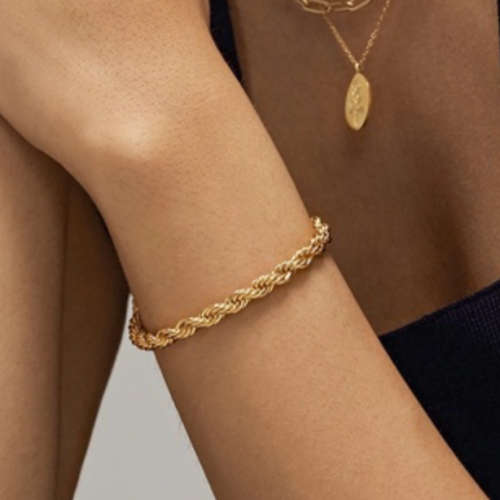 Ladies Twisted Rope Bracelet Stainless Steel Gold Colour