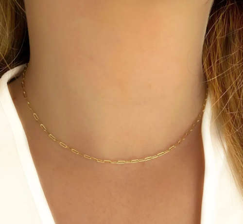 Dainty Mini Paper Clip Stainless Steel Necklace - Gold Colour