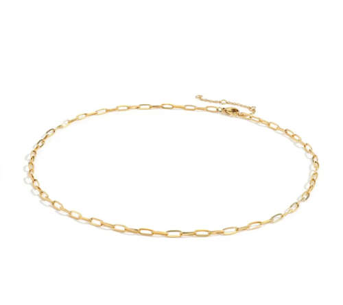 Dainty Mini Paper Clip Stainless Steel Necklace - Gold Colour