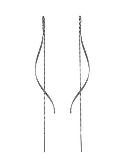 Minimalist Thread Through Ear Gunmetal Colour Earrings