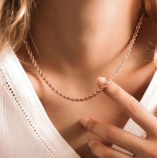 4mm Rose Gold Rope Chain Twist Stainless Steel Necklace