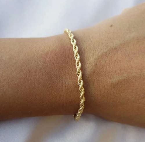 4mm Rope Chain Twist Stainless Steel Bracelet - Gold Colour