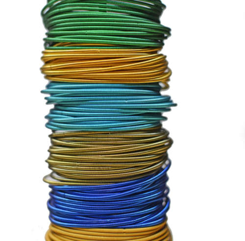 White Stretchies - Guitar String Coil Bracelets - Set of 10