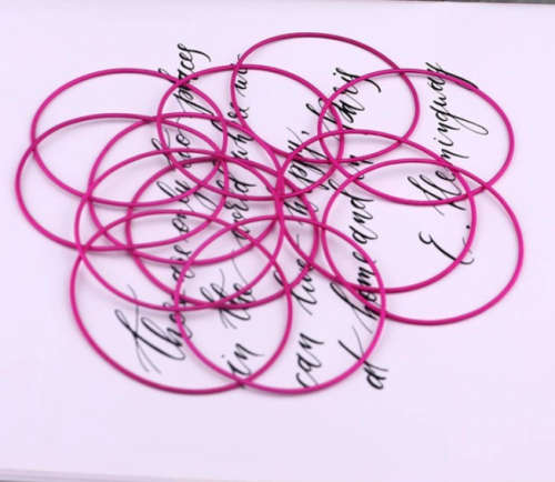 Hot Pink Stretchies - Guitar String Coil Bracelets - Set of 10