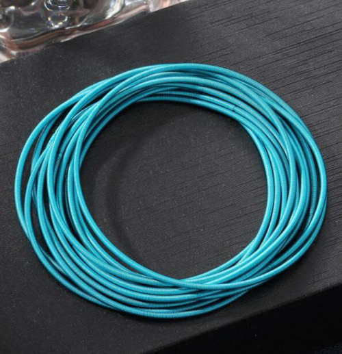 Mint Blue Stretchies - Guitar String Coil Bracelets - Set of 10