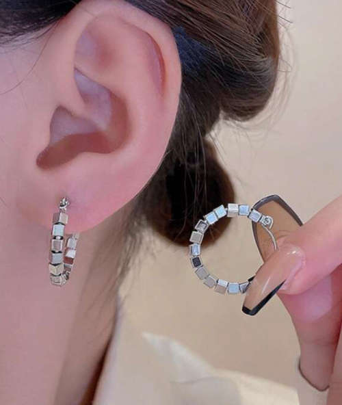 Small Silver Colour Stainless Steel Twisted Rope Hoop Earrings