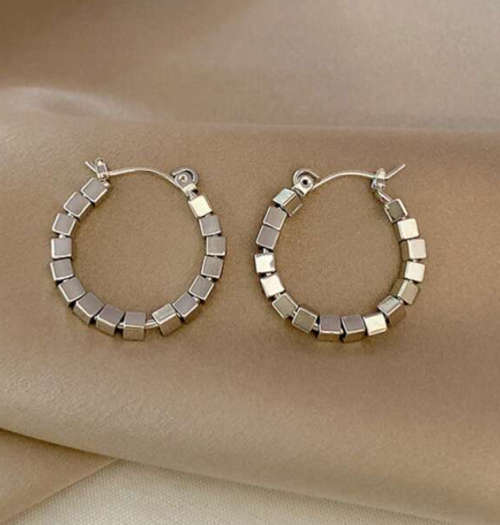 Small Silver Colour Stainless Steel Twisted Rope Hoop Earrings