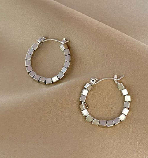 Small Silver Colour Stainless Steel Twisted Rope Hoop Earrings