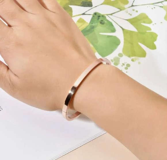 Gorgeous Solid Rose Colour Stainless Steel Bangle in High Quality Jewellery Gift Box