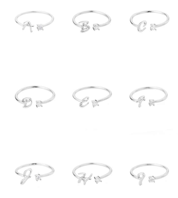 `N` Initial / Letter Silver Colour Stainless Steel Ring in High Quality Velvet Ring Gift Box