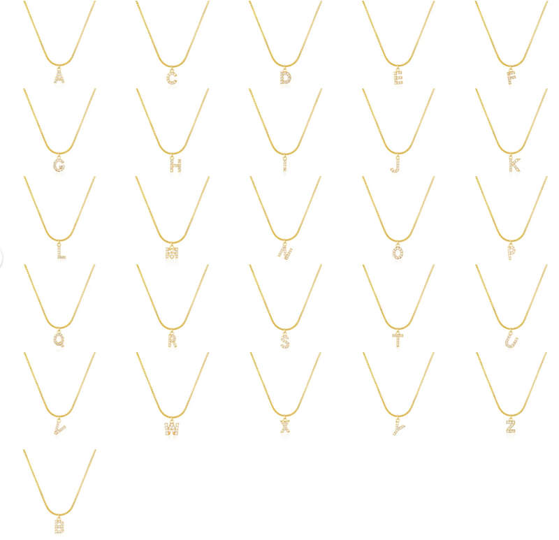 Gorgeous `D` Initial / Letter Gold Colour Stainless Steel Charm Snake / Herringbone Pendant Necklace