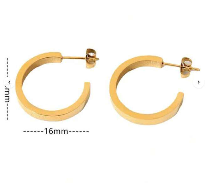 Gold Colour Open Round Geometric Stainless Steel 18k Plated Earrings in Velvet Jewellery Box