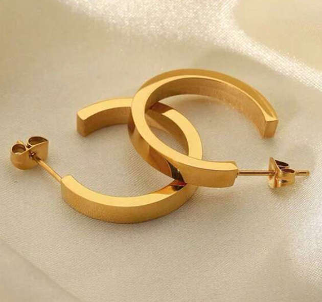 Gold Colour Open Round Geometric Stainless Steel 18k Plated Earrings in Velvet Jewellery Box