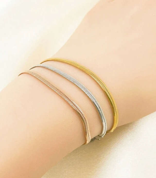 Gold, Rose Gold and Silver Trio Set Colour Stainless Steel Bracelets in high quality jewellery Gift