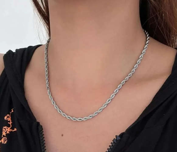 Rope Chain Twist Stainless Steel Necklaces in High End Velvet Jewellery Box
