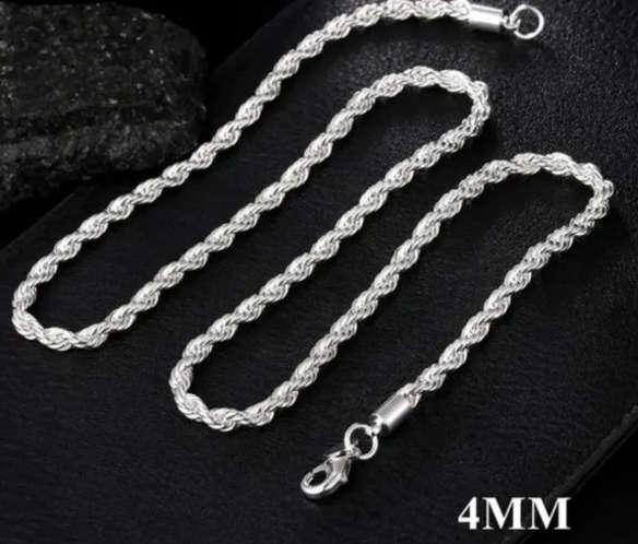 Rope Chain Twist Stainless Steel Necklaces in High End Velvet Jewellery Box
