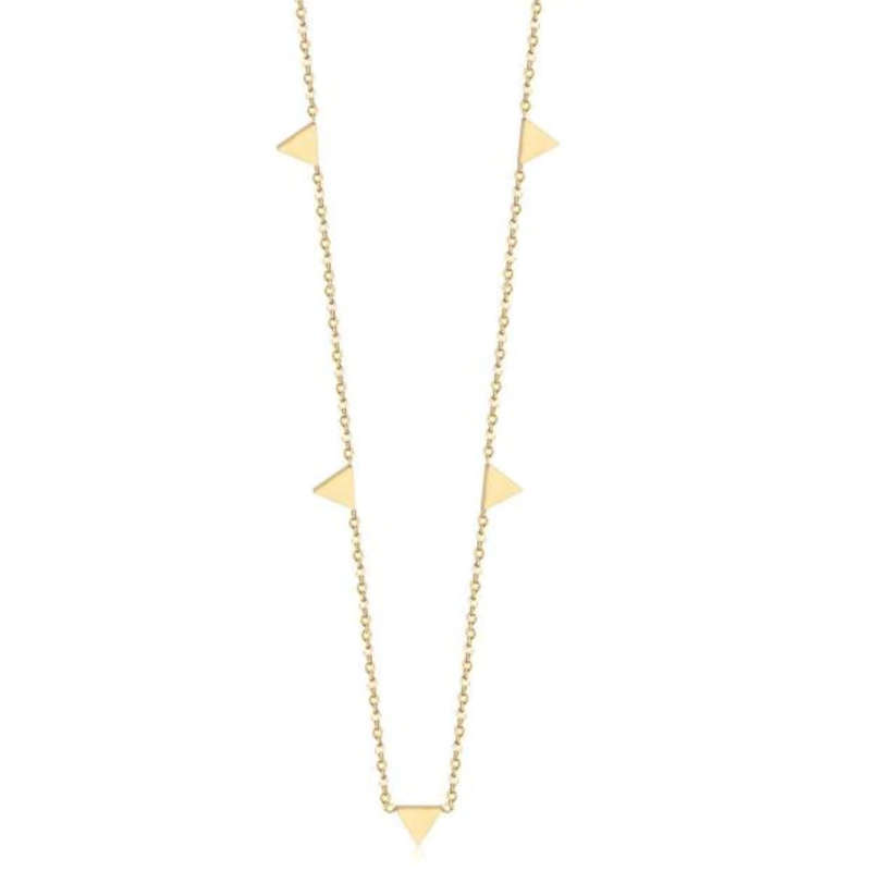 Gold Colour Stainless Steel Geometric Triangle Choker Necklace in High Quality Velvet Box