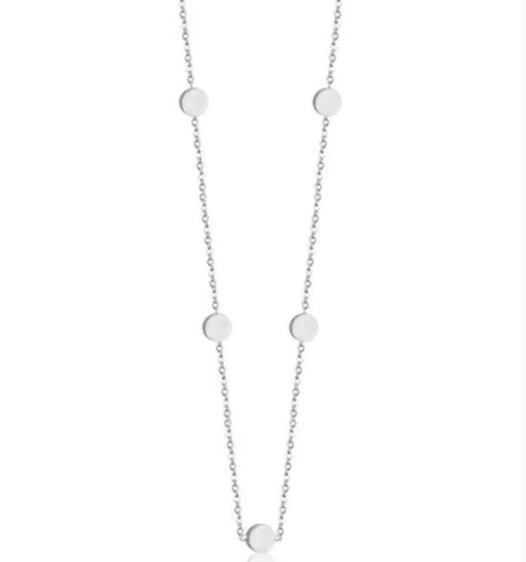 Silver Colour Stainless Steel Geometric Circle Choker or Longer Necklace
