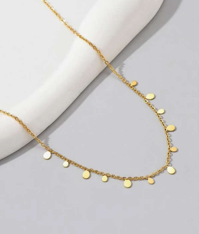 18k Gold Plated Stainless Steel Teardrop Charms Necklace